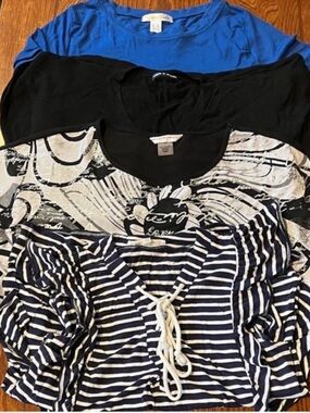 Assorted • Women’s M • Stylish Tops Lot • Black, Blue, White